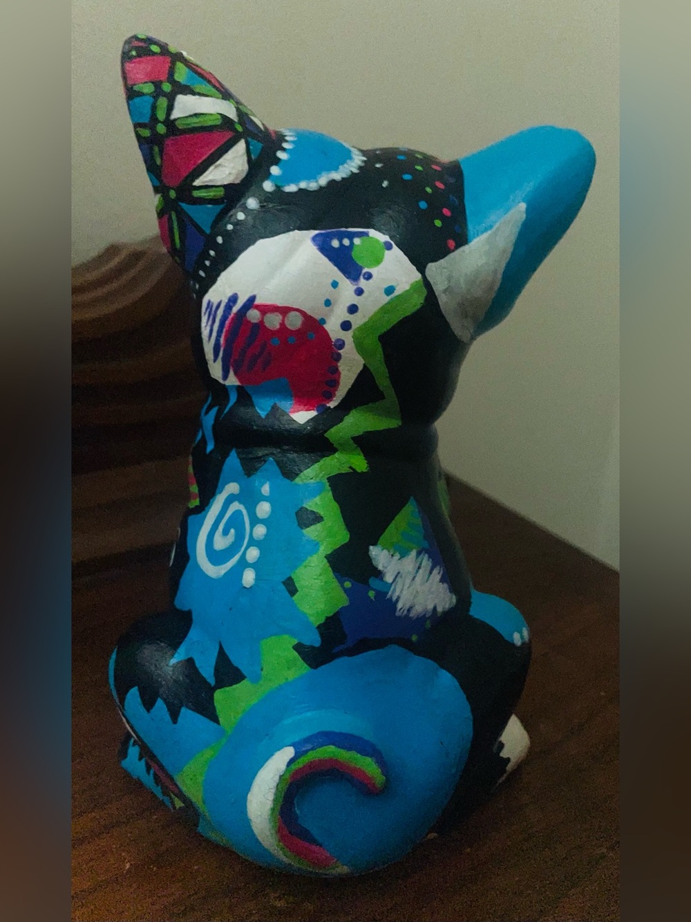 Hand Painted French Bulldog Sculpture One of a Kind Pop Art Dog Figurine - Picture 4 of 4